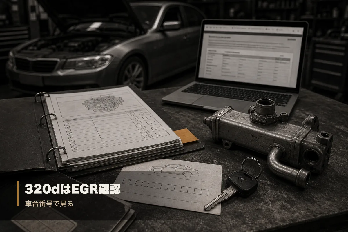 320dのEGRリコール確認を車台番号と整備記録で行うイメージ写真