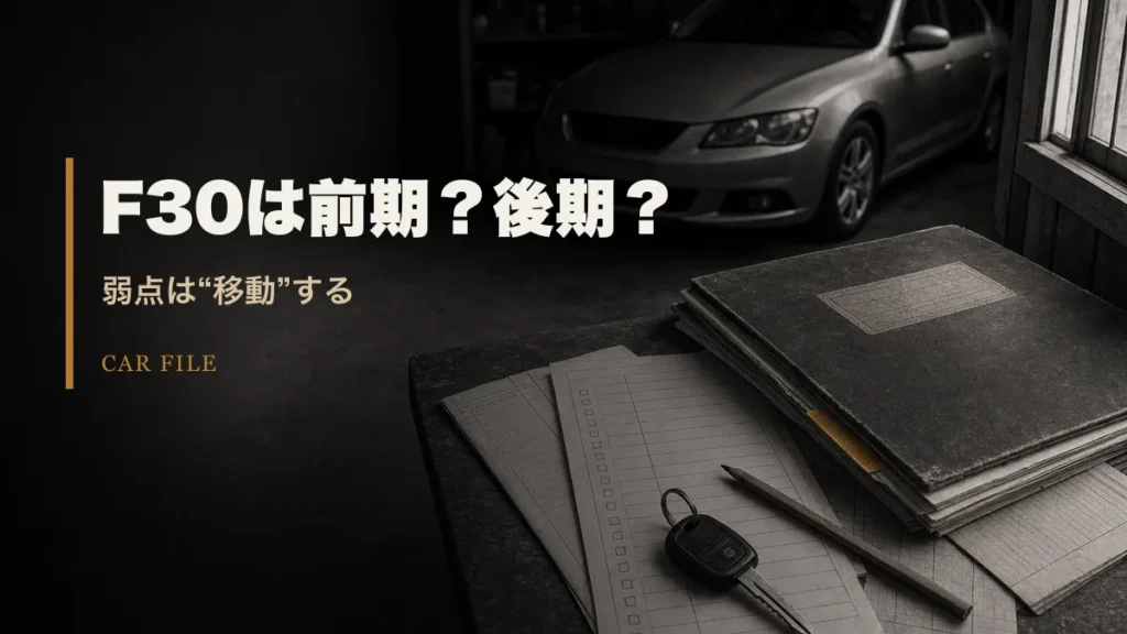 BMW 3シリーズF30の前期・後期の違いと故障リスクを中古購入前に確認するためのアイキャッチ画像