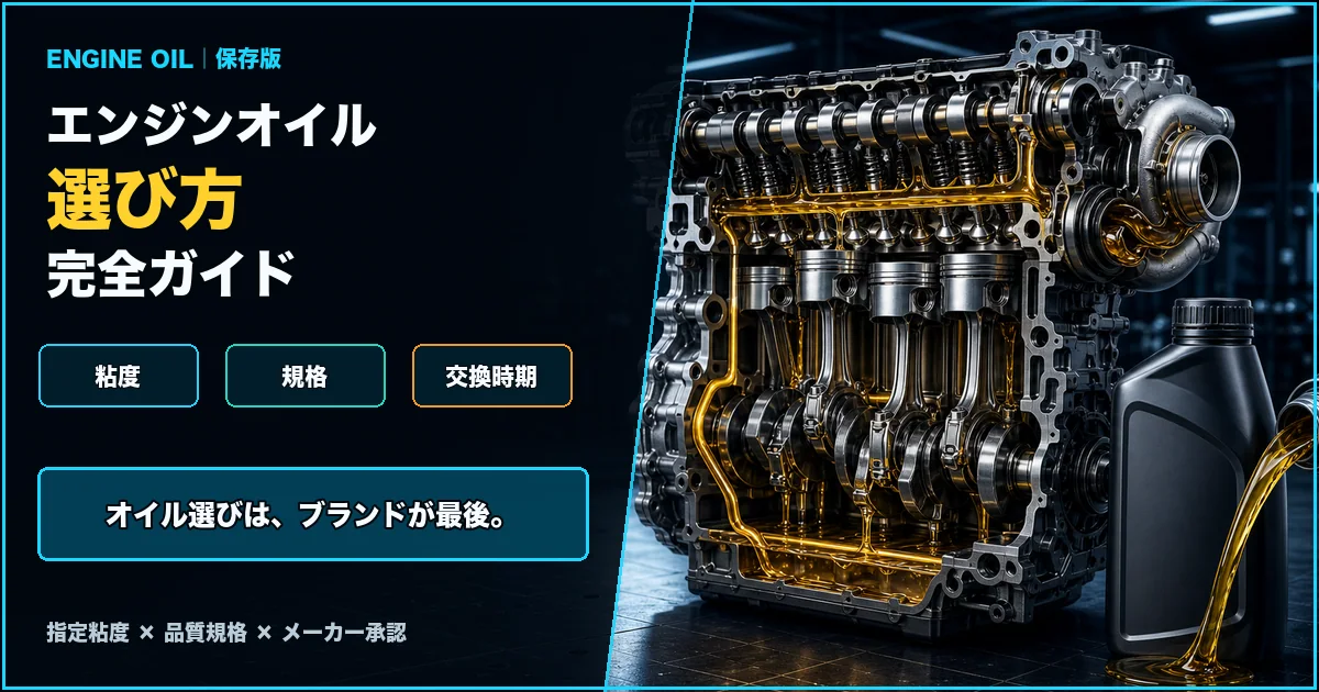 エンジンオイルの粘度・規格・交換時期を解説する完全ガイドのアイキャッチ