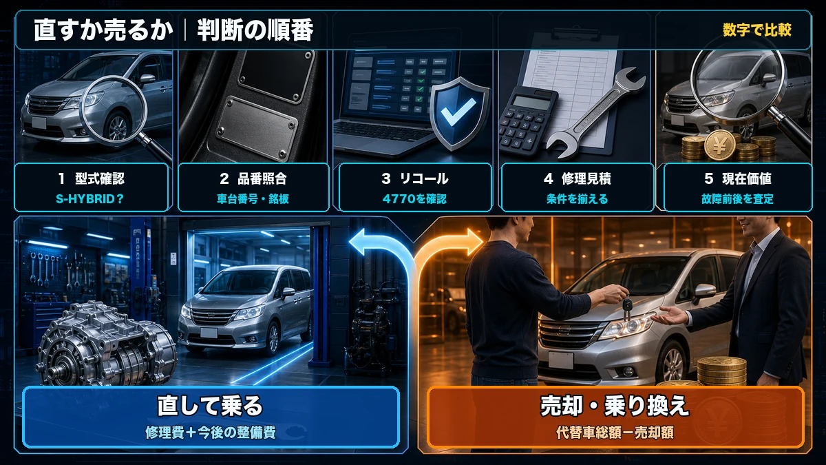 セレナC26のCVTを修理するか売却するかを判断する5つの確認項目