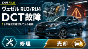 初代ヴェゼルRU3・RU4のDCT故障と9年保証、修理か売却かの判断を解説するアイキャッチ