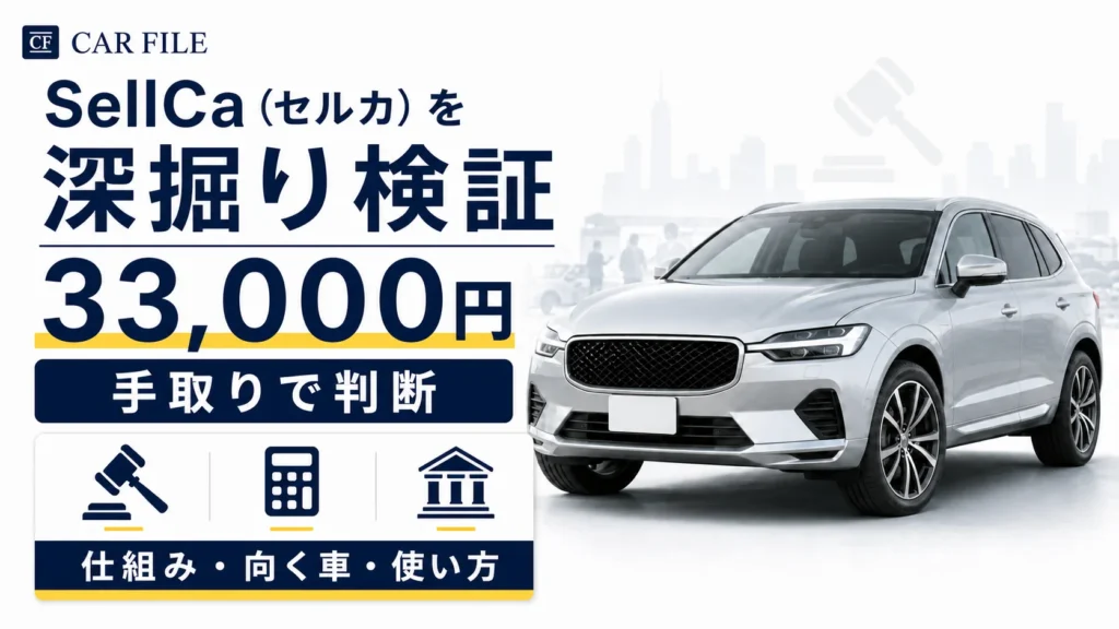 SellCaの仕組み・成約手数料33,000円・向いている車・使い方を深掘り検証する記事アイキャッチ