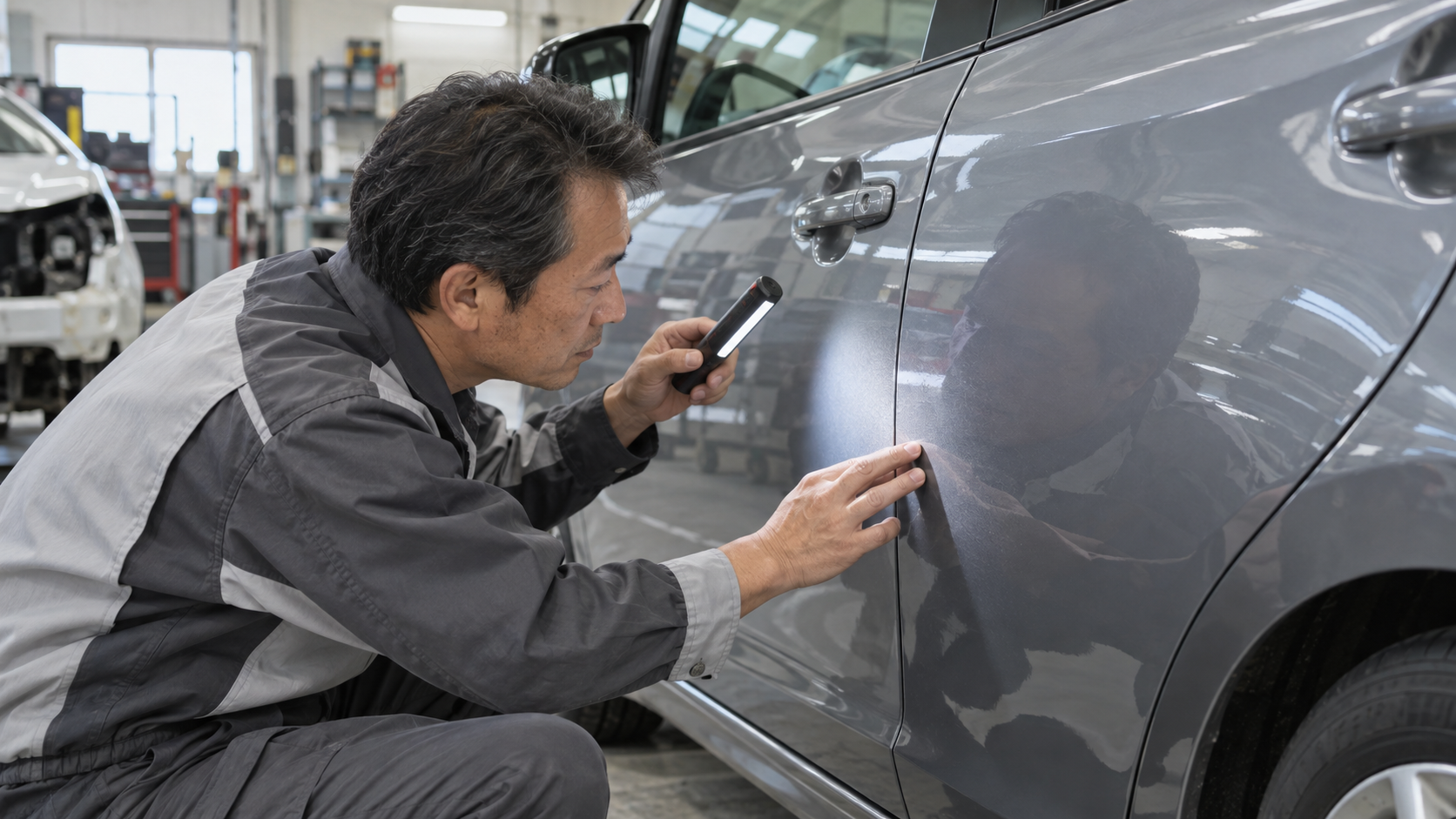 車体の補修箇所を査定する