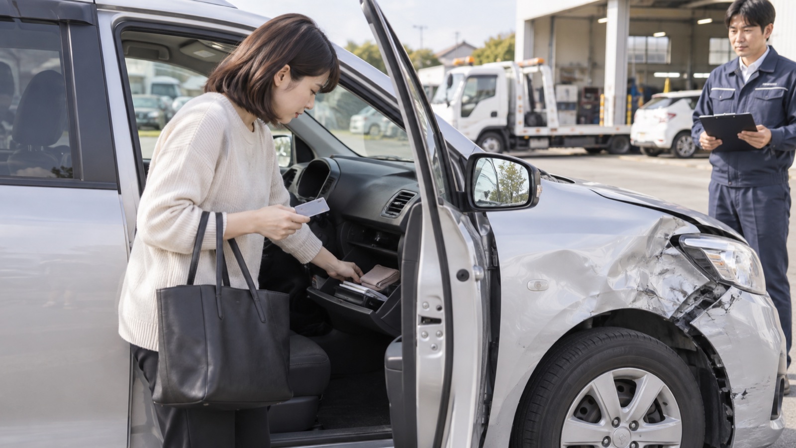 車を手放す前に、車内からETCカードや私物を取り出す所有者