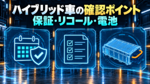 警告、点検、修理判断の流れを示す抽象的な概念図