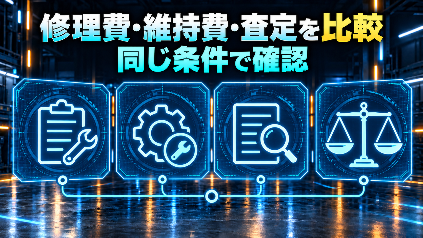 修理費、維持費、査定を同じ条件で比べる概念図