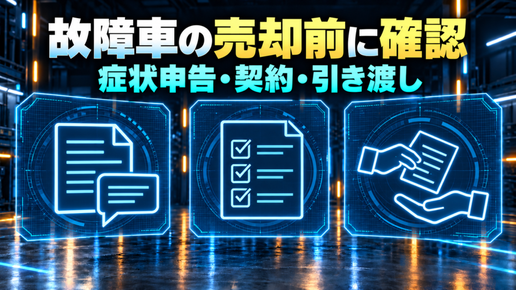 症状申告、契約、引き渡し前の確認を示す概念図