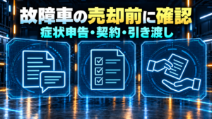 症状申告、契約、引き渡し前の確認を示す概念図